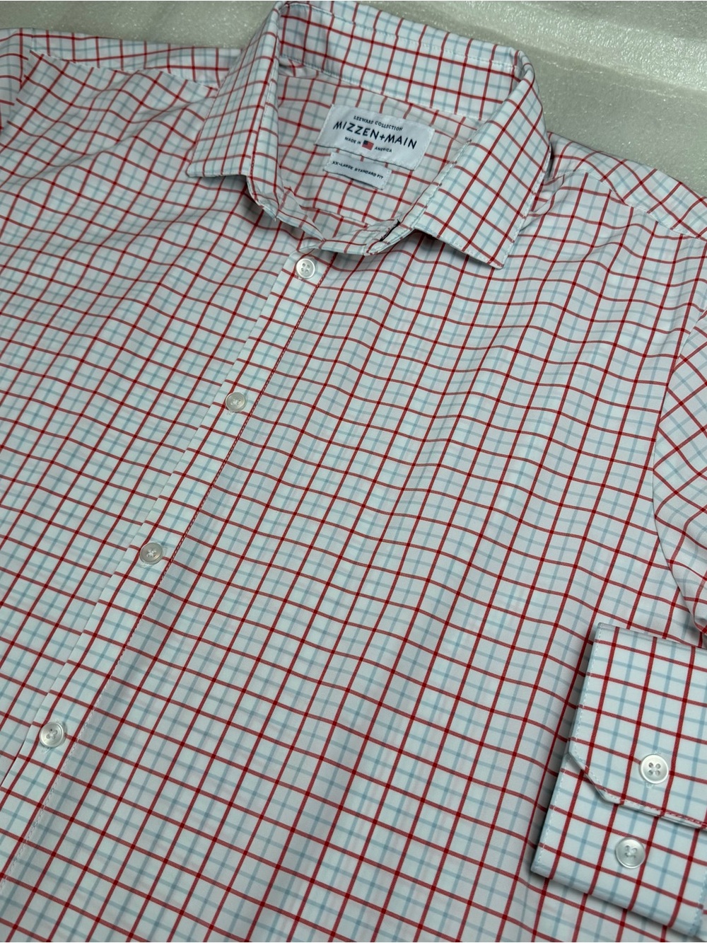 Mizzen + Main Leeward LS Shirt Men's 2XL Standard Fit Check Performance Office